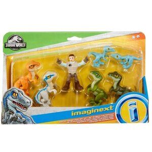 Fisher-Price Imaginext Jurassic World Raptor Trainer Owen 7 Piece Gift Set